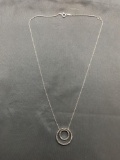 Two Medium & Large Diamond Accented Circle of Life Sterling Silver Pendants w/ 18in Cable Chain