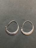 Hammer Finished 24mm Diameter 0.75mm Wide Pair of High Polished Sterling Silver Hoop Earrings