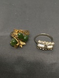 Lot of Two Various Style Gemstone Accented Fashion Ring Bands