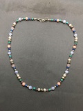 Various Size & Color Multi Gemstone Beaded 18in Necklace w/ Spacers & Clasp