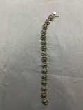 Vintage Style Milgrain Marcasite Detailed 11mm Wide 8in Long Sterling Silver Bracelet