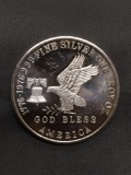 1 Troy Ounce .999 Fine Silver God Bless America Silver Bullion Round Coin from Estate