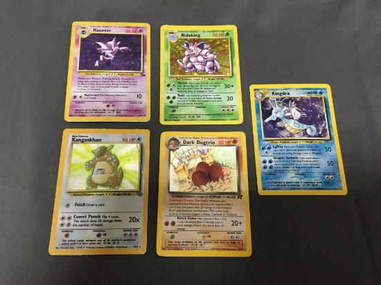 5 Card Lot of Vintage Pokemon Holofoil Rare Trading Cards from Huge Collection