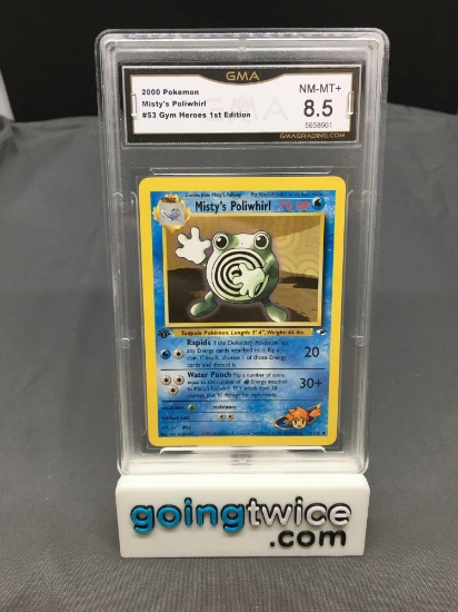 GMA Graded 2000 Pokemon Gym Heroes 1st Edition #87 MISTY'S POLIWHIRL - NM-MT+ 8.5