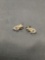 Heart Faceted 5mm CZ Featured Ribbon Accent Pair of Sterling Silver Earrings