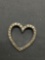 Round Faceted CZ Accented 23x23mm Sterling Silver Ribbon Heart Pendant