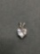 Heart Faceted 6.5mm CZ Center Split Bail Sterling Silver Solitaire Pendant