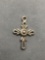 Vintage Design 20x15mm Ribbon Cross Sterling Silver Pendant