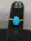 Oval 8x5mm Turquoise Cabochon Center Sterling Silver Ring Band