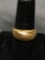 Laser-Carved Detailed Domed 10mm Wide Milor Designer Italian Made Gold-Tone Sterling Silver Band