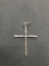 Hammer Finished High Polished 25mm Long 15mm Wide Sterling Silver Cross Pendant