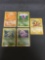 5 Card Lot of Vintage Pokemon 1st Edition Rare Trading Cards from Childhood Collection