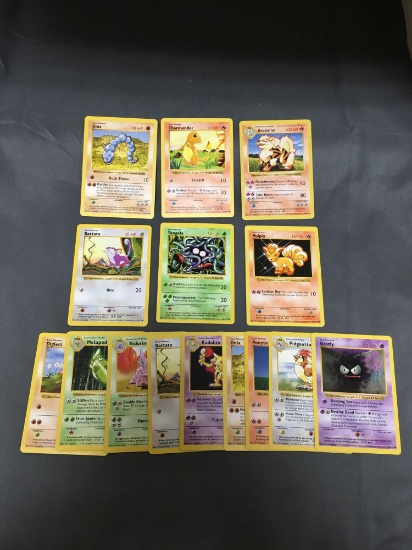 15 Card Lot of 1999 Pokemon Base Set Shadowless Trading Cards from Huge Collection