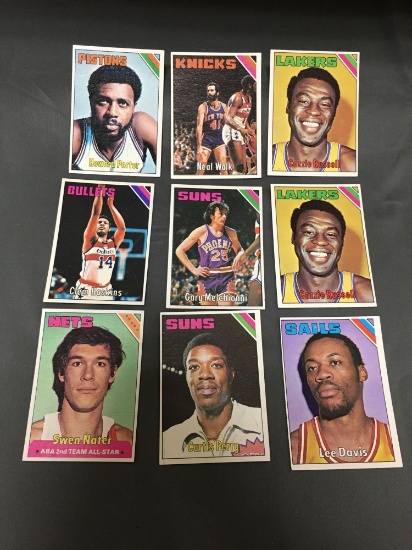 9 Card Lot of 1975-76 Topps Basketball Vintage Cards from HUGE Collection