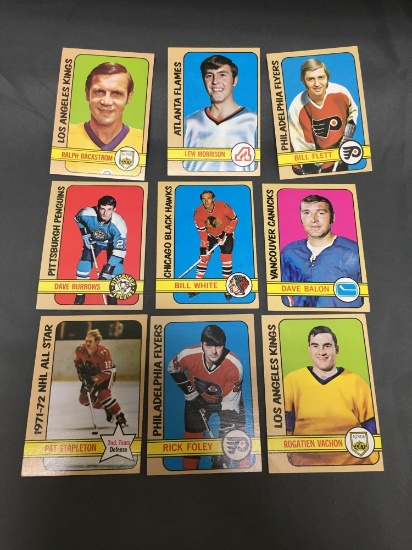 9 Card Lot of 1972-73 Topps Vintage Hockey Cards from Huge Collection