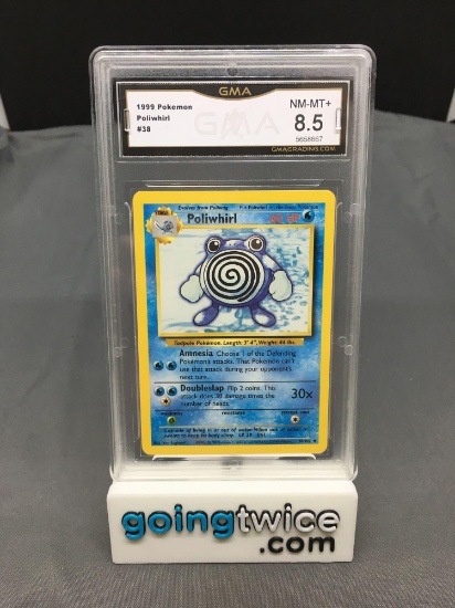 GMA Graded 1999 Pokemon Base Set Unlimited #38 POLIWHRIL Trading Card - NM-MT+ 8.5