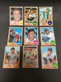 9 Card Lot of 1968 Topps Vintage Baseball Cards from Huge Collection