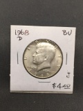 1968-D United States Kennedy Silver Half Dollar - 40% Silver Coin from Estate