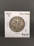 1941-S United States Walking Liberty Silver Half Dollar - 90% Silver Coin from Estate