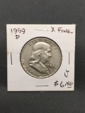 1959-D United States Franklin Silver Half Dollar - 90% Silver Coin from Estate