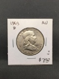 1963-D United States Franklin Silver Half Dollar - 90% Silver Coin from Estate