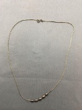 HCT Designer Rope Link 1mm Wide 18in Long Italian Made Sterling Silver Necklace w/ Five Bead Centers