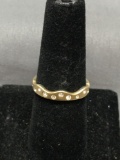 Round Faceted Gypsy Set CZ Centers Wave Design Gold-Tone Sterling Silver Constellation Band