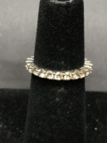 Shared Prong Set Round Faceted CZ Featured 2.25mm Wide Sterling Silver Eternity Band