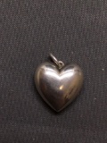 High Polished Puffy Heart 15x15x6mm Sterling Silver Pendant