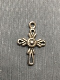 Vintage Design 20x15mm Ribbon Cross Sterling Silver Pendant