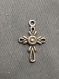 Vintage Design 20x15mm Ribbon Cross Sterling Silver Pendant