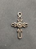Vintage Design 20x15mm Ribbon Cross Sterling Silver Pendant