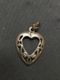 Filigree Decorated High Polished 20mm Long 17mm Wide Fleur De Lis Bail Accented Sterling Silver