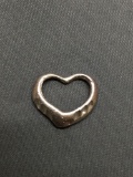 Laser-Carved Detailed 19mm Wide 15mm Tall Sterling Silver Ribbon Heart Pendant