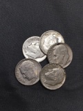 5 Count Lot of United States Roosevelt Dimes - 90% Silver - From Estate