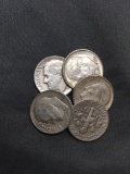 5 Count Lot of United States Roosevelt Dimes - 90% Silver - From Estate