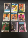 9 Card Lot of Vintage 1970's Basketball Cards with Stars and Hall of Famers from Estate