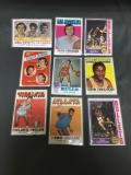 9 Card Lot of Vintage 1970's Basketball Cards with Stars and Hall of Famers from Estate