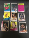 9 Card Lot of Vintage 1970's Basketball Cards with Stars and Hall of Famers from Estate