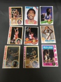 9 Card Lot of Vintage 1970's Basketball Cards with Stars and Hall of Famers from Estate