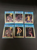 6 Card Lot of 1988-89 Fleer Basketball Stickers with Hall of Famers from HUGE Collection