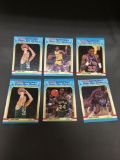 6 Card Lot of 1988-89 Fleer Basketball Stickers with Hall of Famers from HUGE Collection