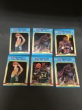 6 Card Lot of 1988-89 Fleer Basketball Stickers with Hall of Famers from HUGE Collection