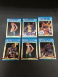 6 Card Lot of 1988-89 Fleer Basketball Stickers with Hall of Famers from HUGE Collection