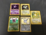 5 Card Lot of Vintage Pokemon Holofoil Rare Trading Cards from Huge Collection