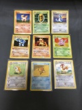 9 Card Lot of Vintage Pokemon Base Set Shadowless Trading Cards from Childhood Collection