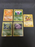 5 Card Lot of Vintage Pokemon 1st Edition Rare Trading Cards from Childhood Collection