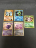 5 Card Lot of Vintage Pokemon Japanese Holofoil Rare Trading Cards from Childhood Collection