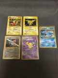 5 Card Lot of Vintage Pokemon Japanese Holofoil Rare Trading Cards from Childhood Collection