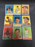 9 Card Lot of Vintage 1958 Topps Baseball Cards from Estate Collection